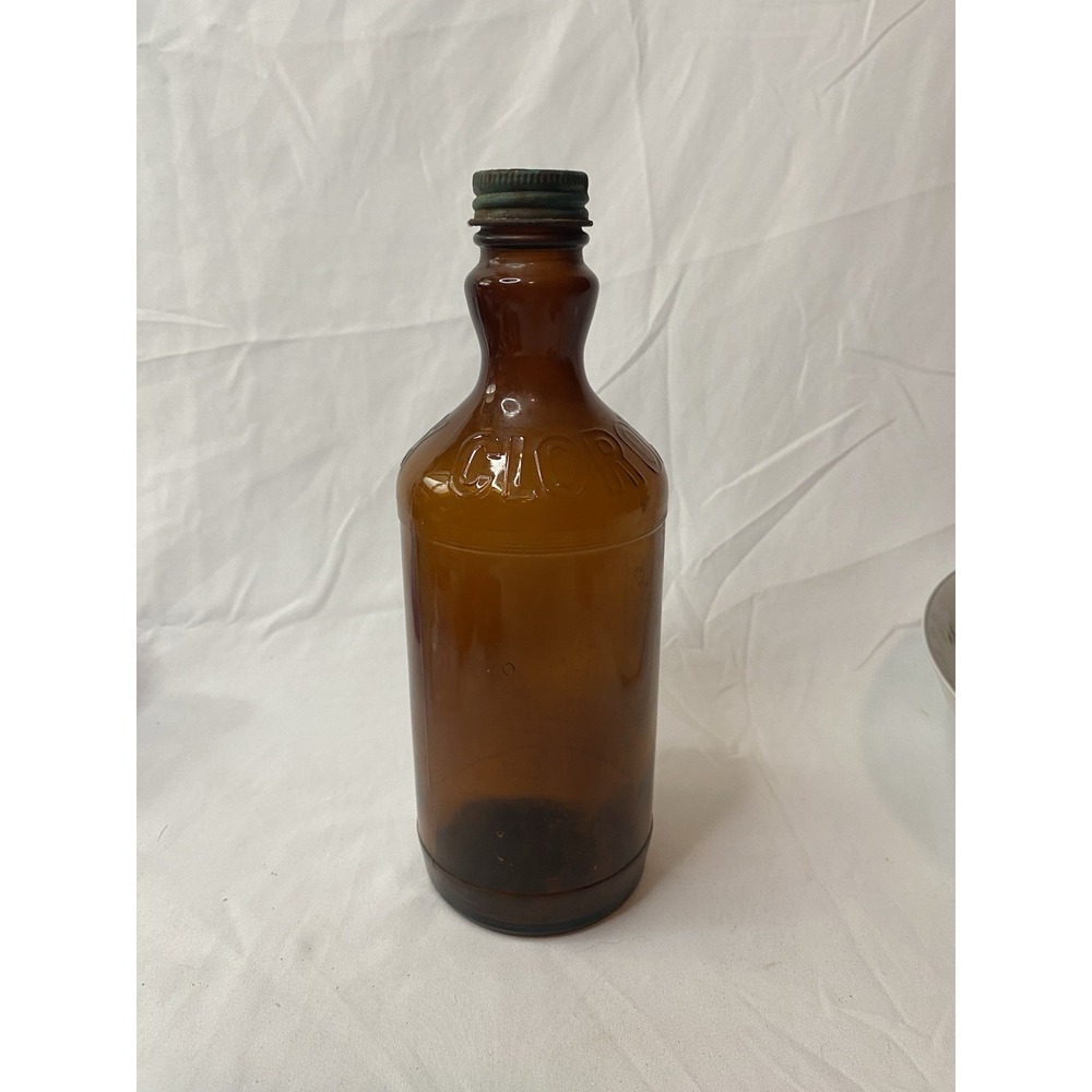Vintage Amber Glass Clorox Bottle With Screw On Cap 16 Ounces